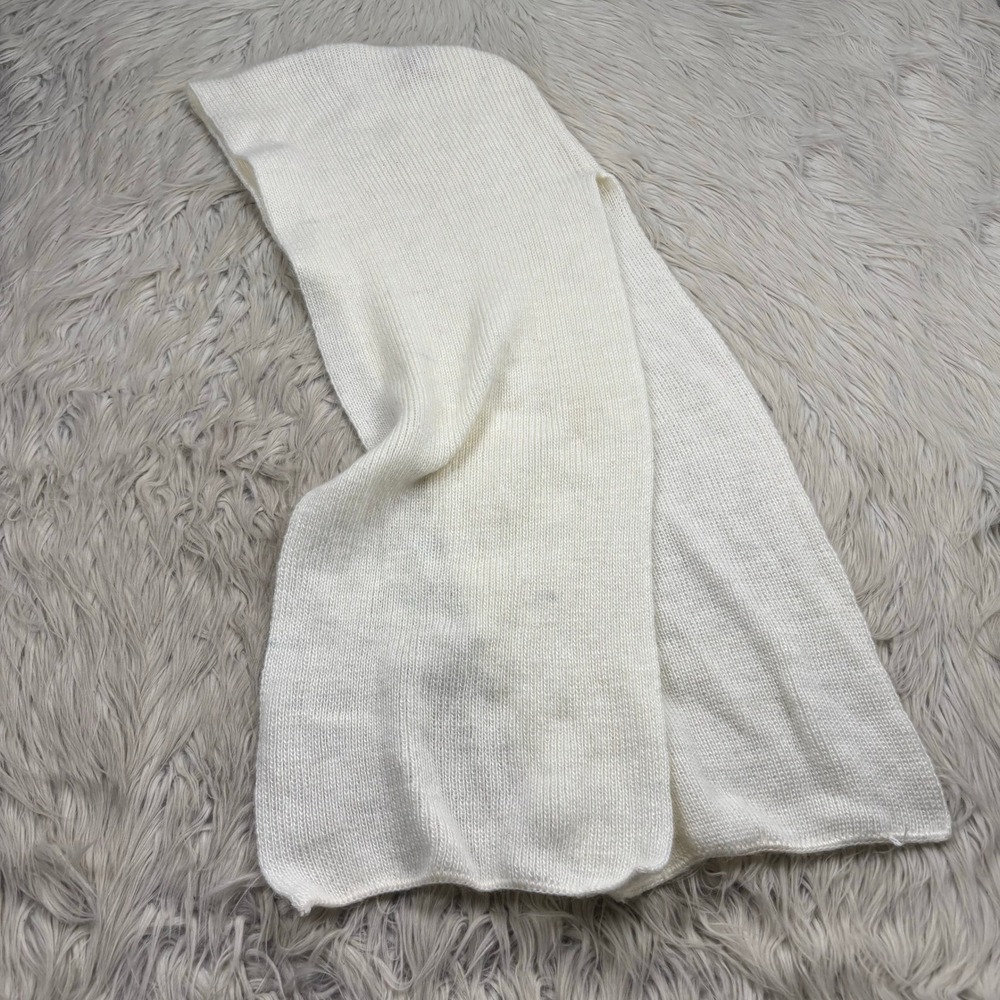 Vintage‎ ARIS Ivory Knit Hooded Scarf Wrap Boho Dopamine Whimsy Scandi